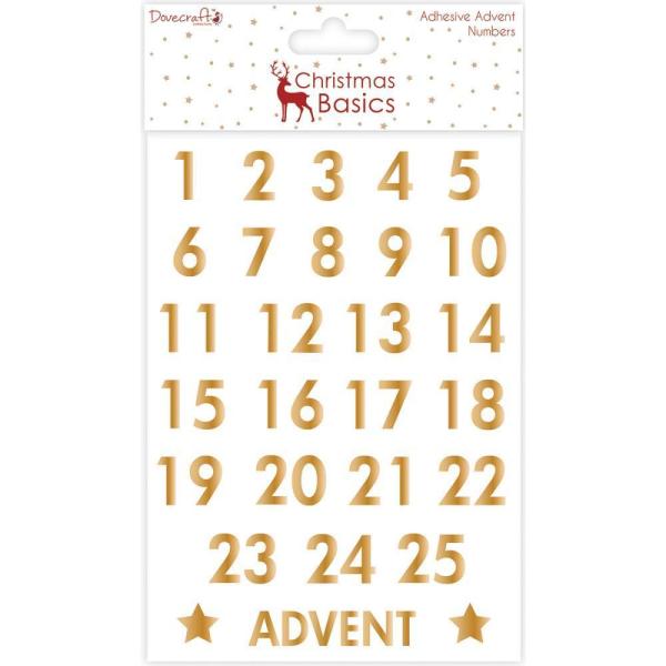 Dovecraft Christmas Basics Advent Numbers Stickers Gold #OP025