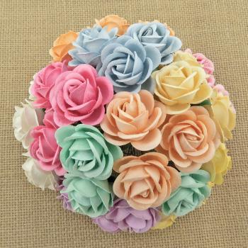 50 Mixed Pastel Mulberry Paper Chelsea Roses