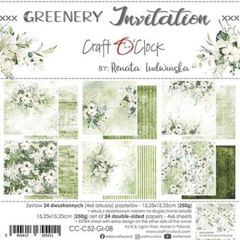 Craft O Clock 6x6 Paper Pad Greenery Invitation