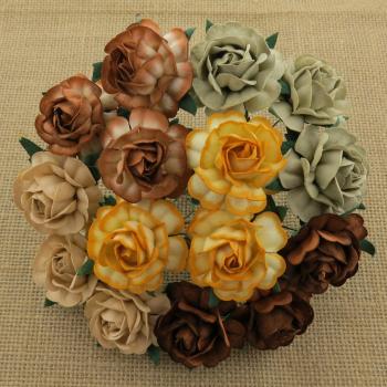 50 Mixed Earth Tone Mulberry Paper Tea Roses