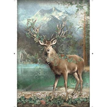Stamperia A4 Reispapier Magic Forest Deer DFSA4750