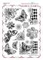 Preview: Chocolate Baroque Butterfly Daisy Collage Rubber Stamp