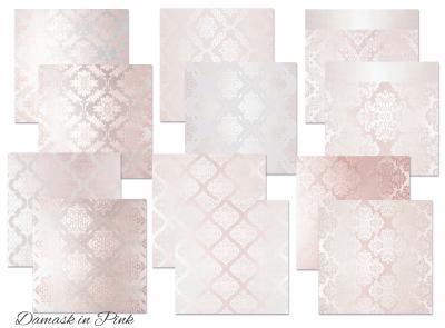 #998 Decorer 8x8 Paper Pad Damask in Pink
