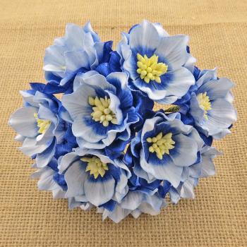 25 Saphire Blue Mulberry Paper Lotus Flowers #107
