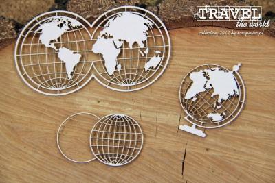 Scrapiniec Chipboard Travel the World Small Globes