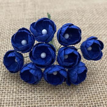 50 Royal Blue Mulberry Paper Buttercups #554