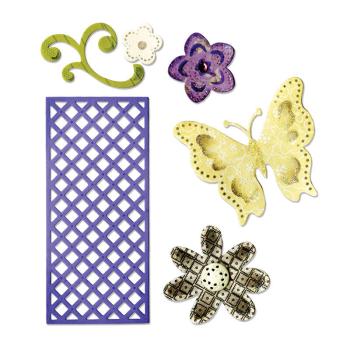 SALE Sizzix Thinlits Die Set 6PK Butterfly,Flowers & Lattice #659069