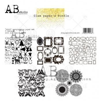 A.B Studio 12x12 Paper Pad Glam Paper's Bundle Gold