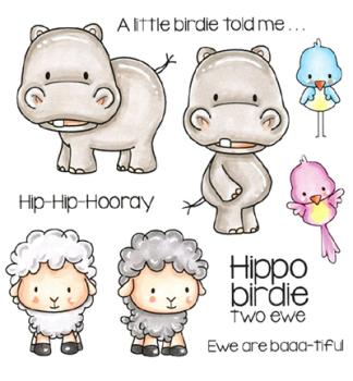 C.C Designs Clear Stamp Set Hippo Birdie Two Ewe #0140