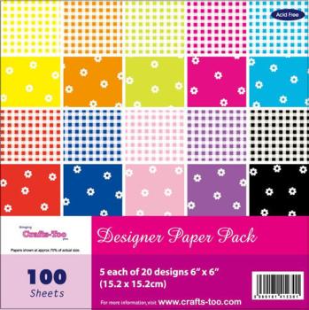 Crafts Too Designer Paper Pack - 6x6" Gingham and Flowers