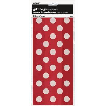 SALE Cello Gift Bags Ruby Red Decorative Dots