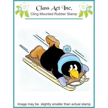 Class Act Inc. Cling Stamp Toboggan Penguin