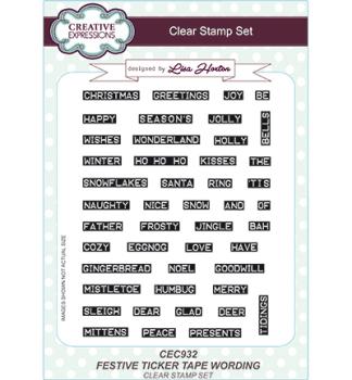 Clear Stamps Set Festive Ticker Tape Wording #CEC932