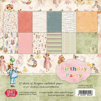 Craft & You Design 12x12 Inch Paper Pad Birthday Party CPB-BP30