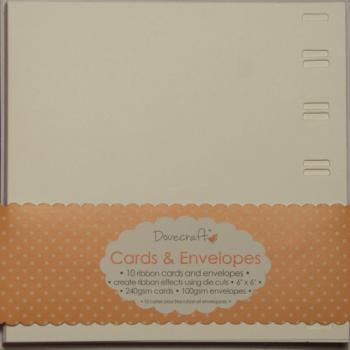 Dovecraft Ribbon 6x6 Cards & Envelopes - Weiß