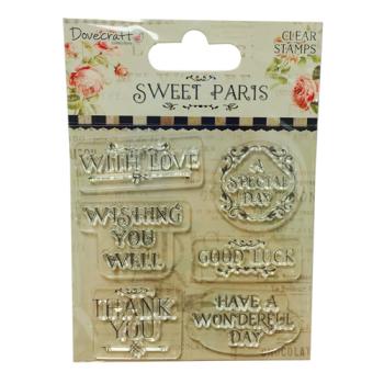 SALE Dovecraft Sweet Paris Clear Stamps - Sentiments