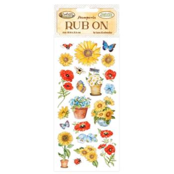 DFLRB30 Stamperia Rub On Vintage Sunflower Art Poppies