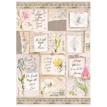 Stamperia A4 Rice Paper Letters and Flowers DFSA4669
