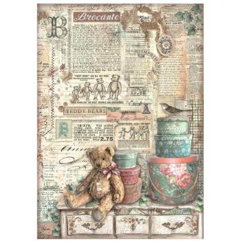 DFSA4854 Stamperia Brocante Antiques A4 Reispapier Teddy Bears
