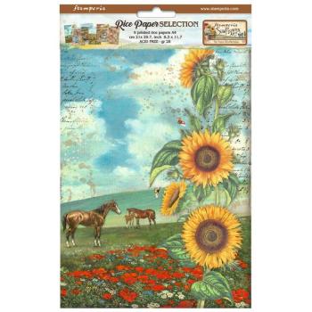 DFSA4XSF * Stamperia A4 Reispapier SET Sunflower Art