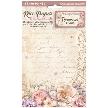 DFSAK60014 Stamperia Romance Forever A6 Rice Paper Backgrounds SET