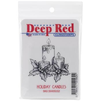 Deep Red Cling Stamp Holiday Candles