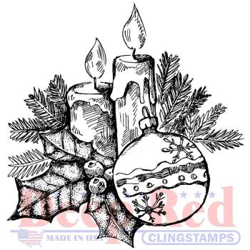 Deep Red Cling Stamp Holly Candles #3X405650