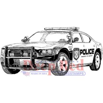 Deep Red Cling Stamp Police Car #3X405604