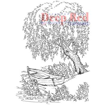 Deep Red Cling Stamp Weeping Willow