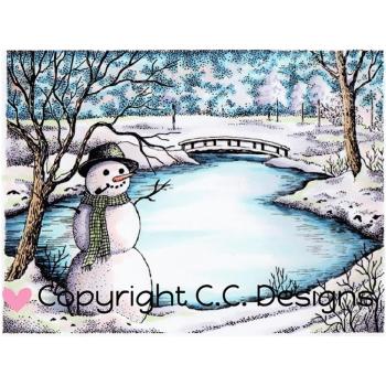 C.C Design DoveArt Cling Stamp Winter Lake