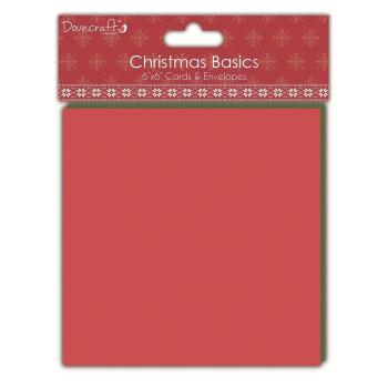 Christmas Basics 6x6 Cards and Envelopes Red and Green #004