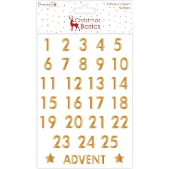 Dovecraft Christmas Basics Advent Numbers Stickers Gold #OP025