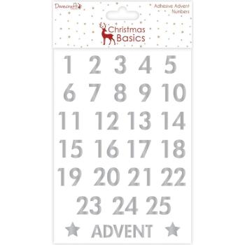 Dovecraft Christmas Basics Advent Numbers Stickers Silver OP026