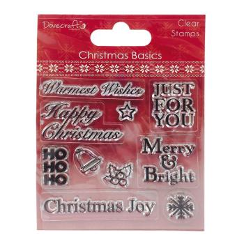 Dovecraft Christmas Basics Clear Stamps Happy Christmas #019