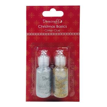 Dovecraft Christmas Basics Glitter Glues Gold and Silver #003