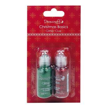 Dovecraft Christmas Basics Glitter Glues Red and Green #002