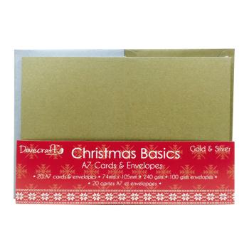 Dovecraft Christmas Basics Mini Cards and Envelopes White and Craft #008