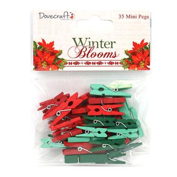 Dovecraft Winter Blooms Mini Pegs #WDN020