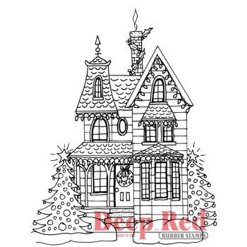 Deep Red Cling Stamp Holiday House