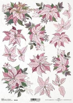 ITD Collection A4 Rice Paper Poinsettia R2134