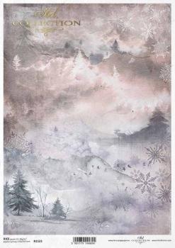 ITD A4 Rice Paper Snowy Mountain Views #1523