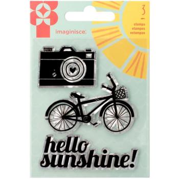Imaginisce Clear Acrylic Stamp Camera, Bike & Hello Sunshine!