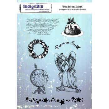 IndigoBlu A6 Mounted Rubber Stamp Peace on Earth #IND0266
