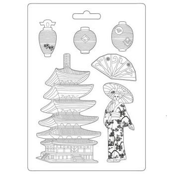 Stamperia A4 Mould Sir Vagabond in Japan Pagoda #4509