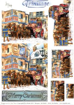 La Pashe Trinitage Card 3D Sheet Stagecoach in the Snow