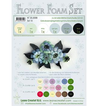 Leane Creatief Flower Foam Grey Black Set 10