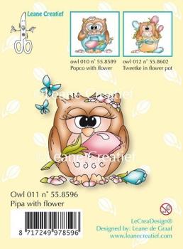 Leane Creatief Stamp Owl Pipa with Flower 55.8596