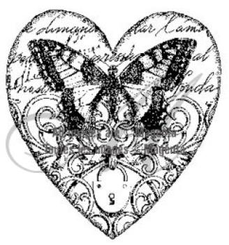 Magenta Cling Stamp Swallowtail Heart