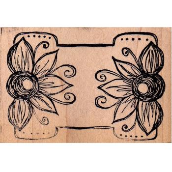 Magenta Wood Stamp Floral Tab