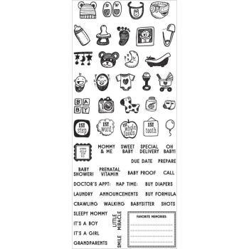 My Prima Planner Clear Stamps Baby Mini Icons Words #591588
